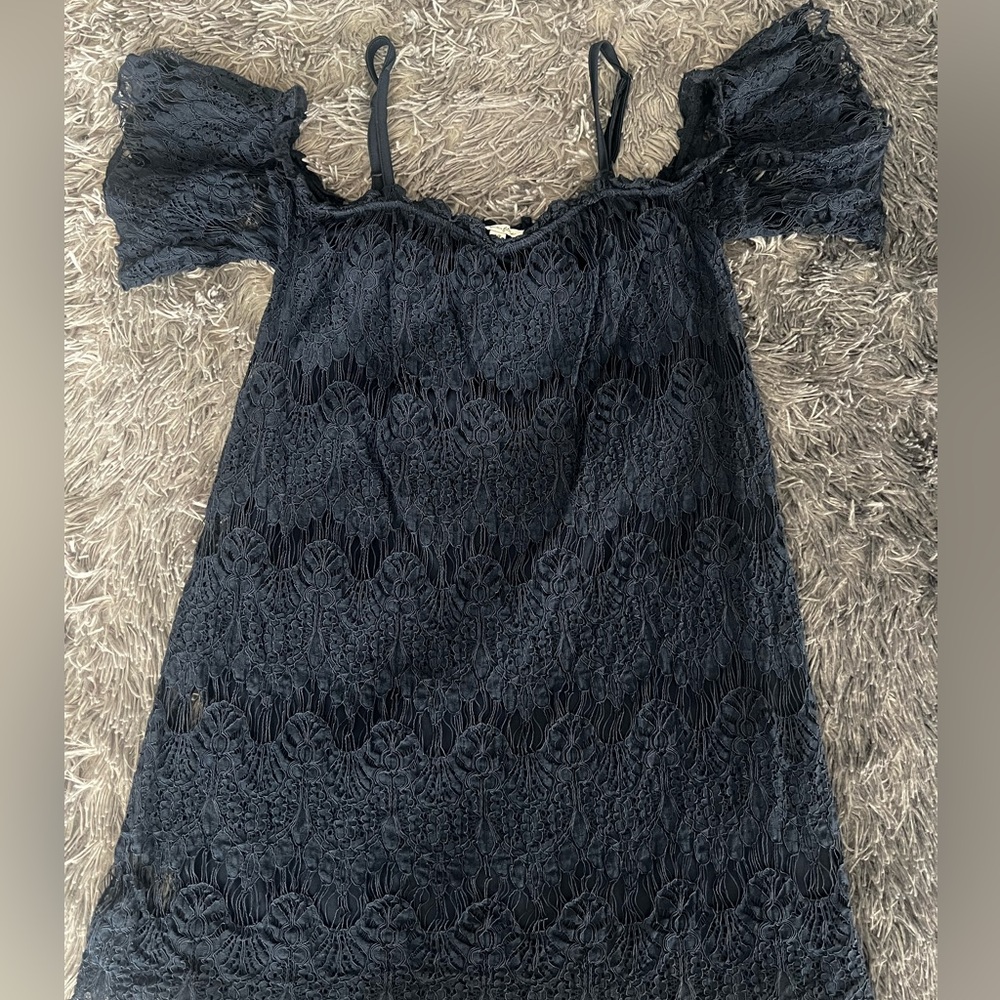 Love Five, Navy Lace dress, off the shoulder, Size Small, good condition